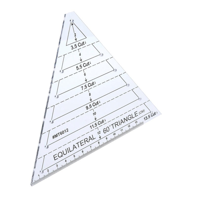 Hilitand 60 Degree Equilateral Triangle Quilting Ruler, Transparent, 5*30cm/1.97*11.81in, Plastic, Single Piece Construction - Image 3